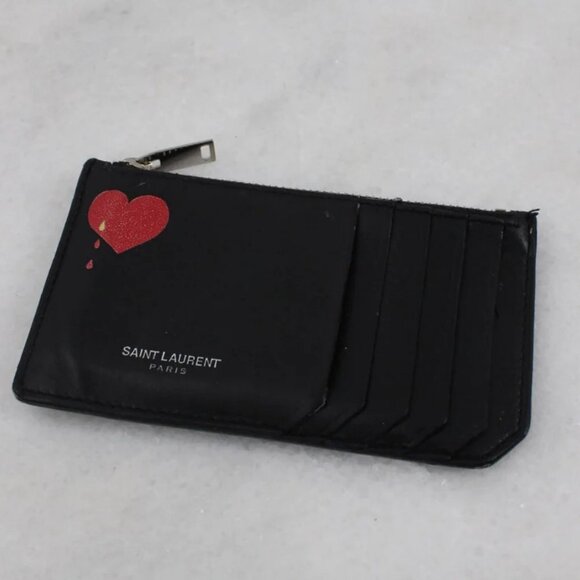 Saint Laurent Heart Fragment Zipped Card Case Wallet - Picture 1 of 5